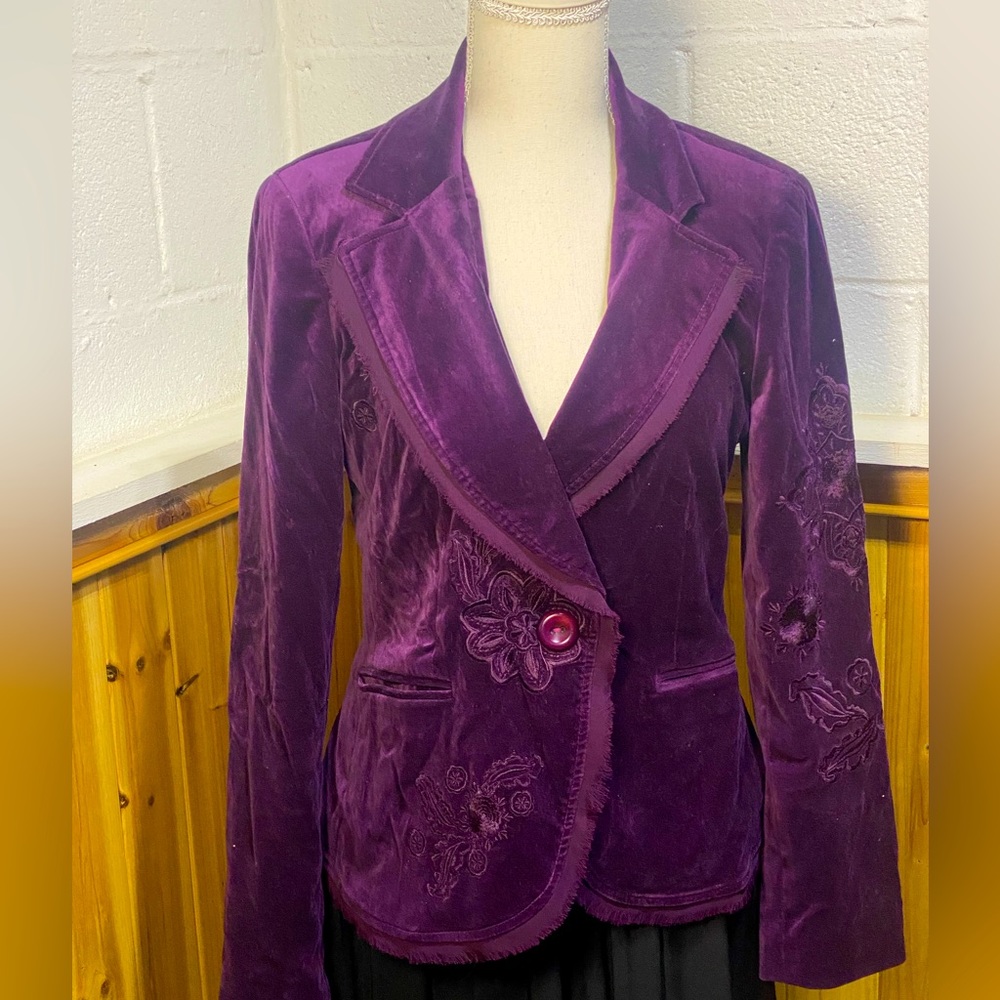 LFocus 2000 Size 6 Deep Purple Blazer Floral